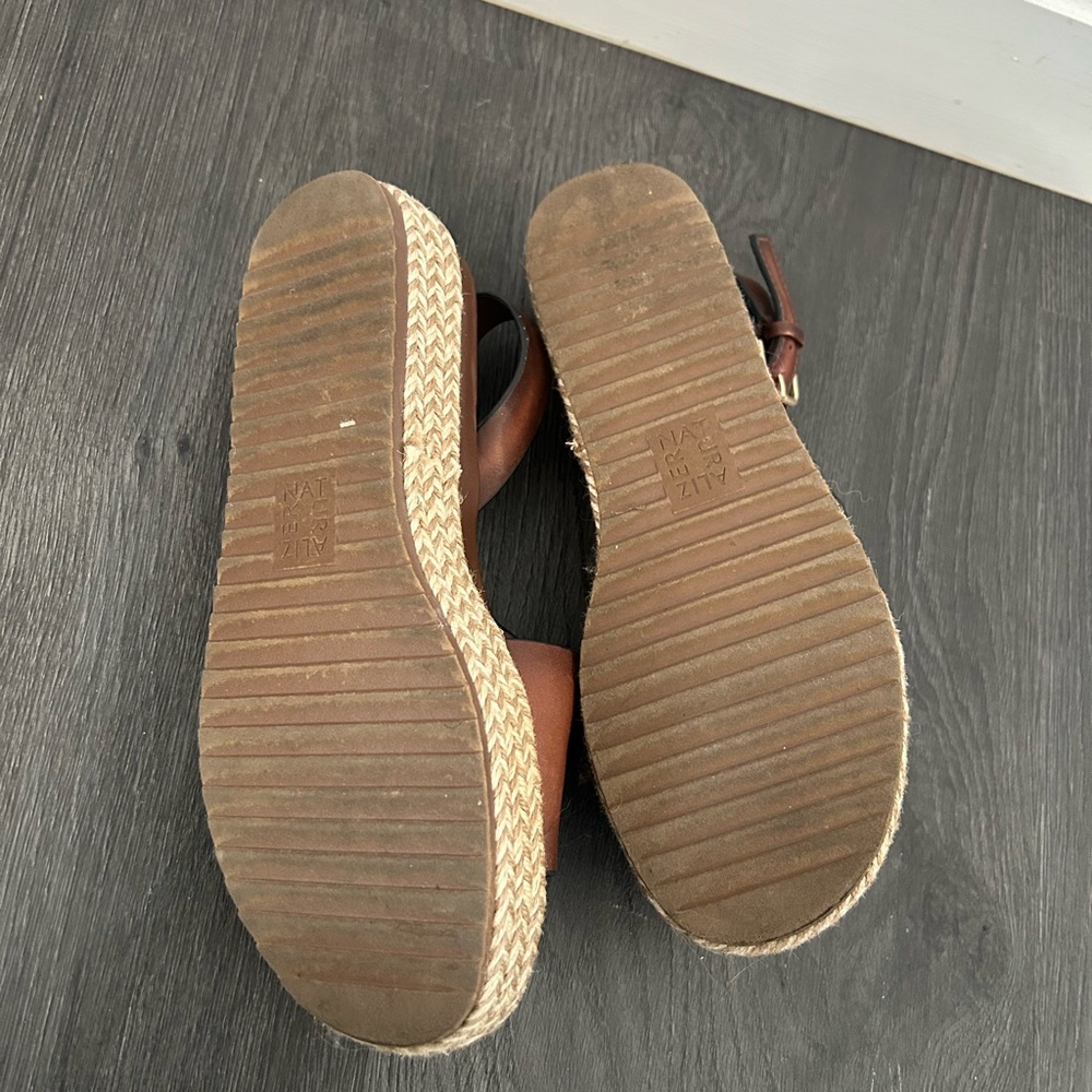 Naturalizer Brown Leather Platform Espadrille San… - image 5